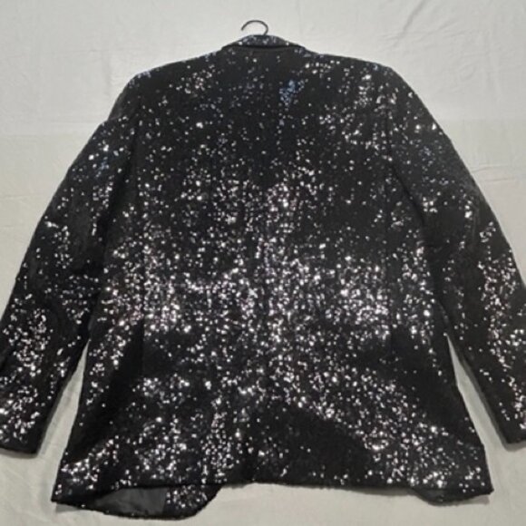 Tipsy Elves Sequin Blazer Suit Jacket Black 36 - Picture 7 of 9